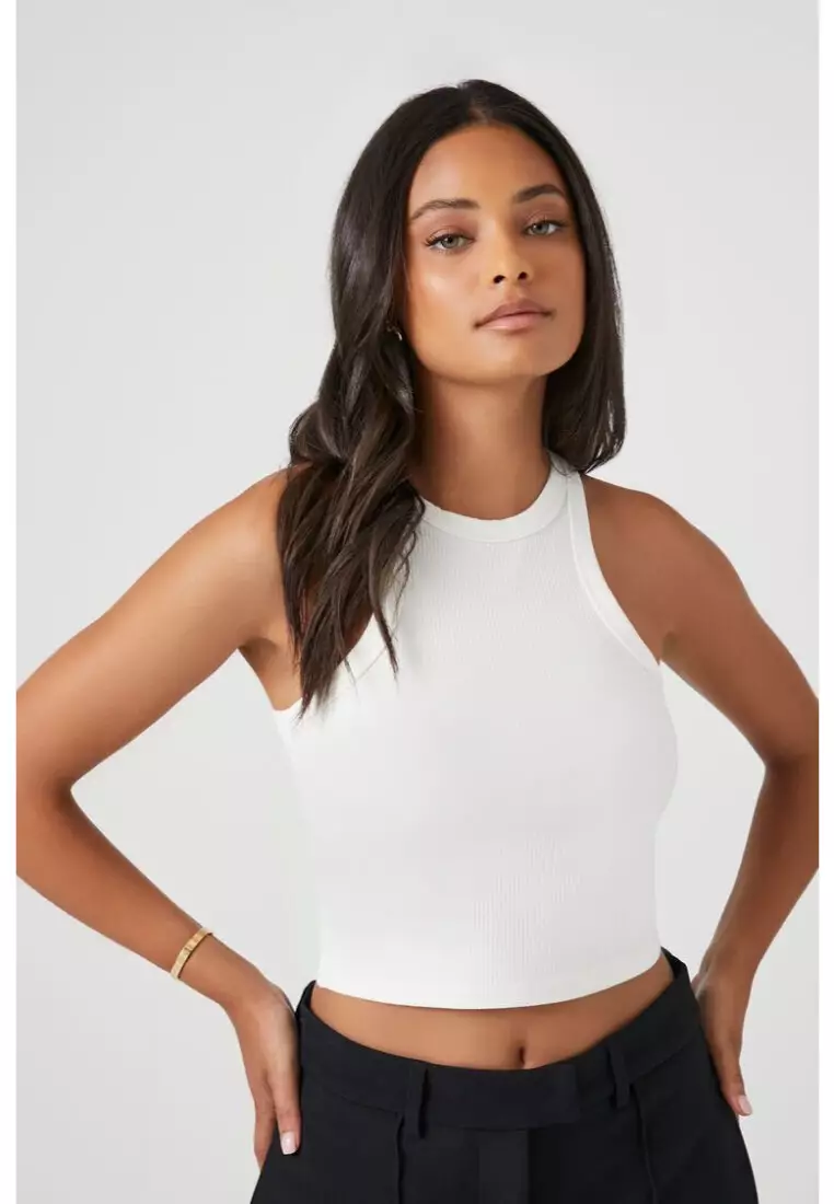 Forever 21 white shop crop top tank