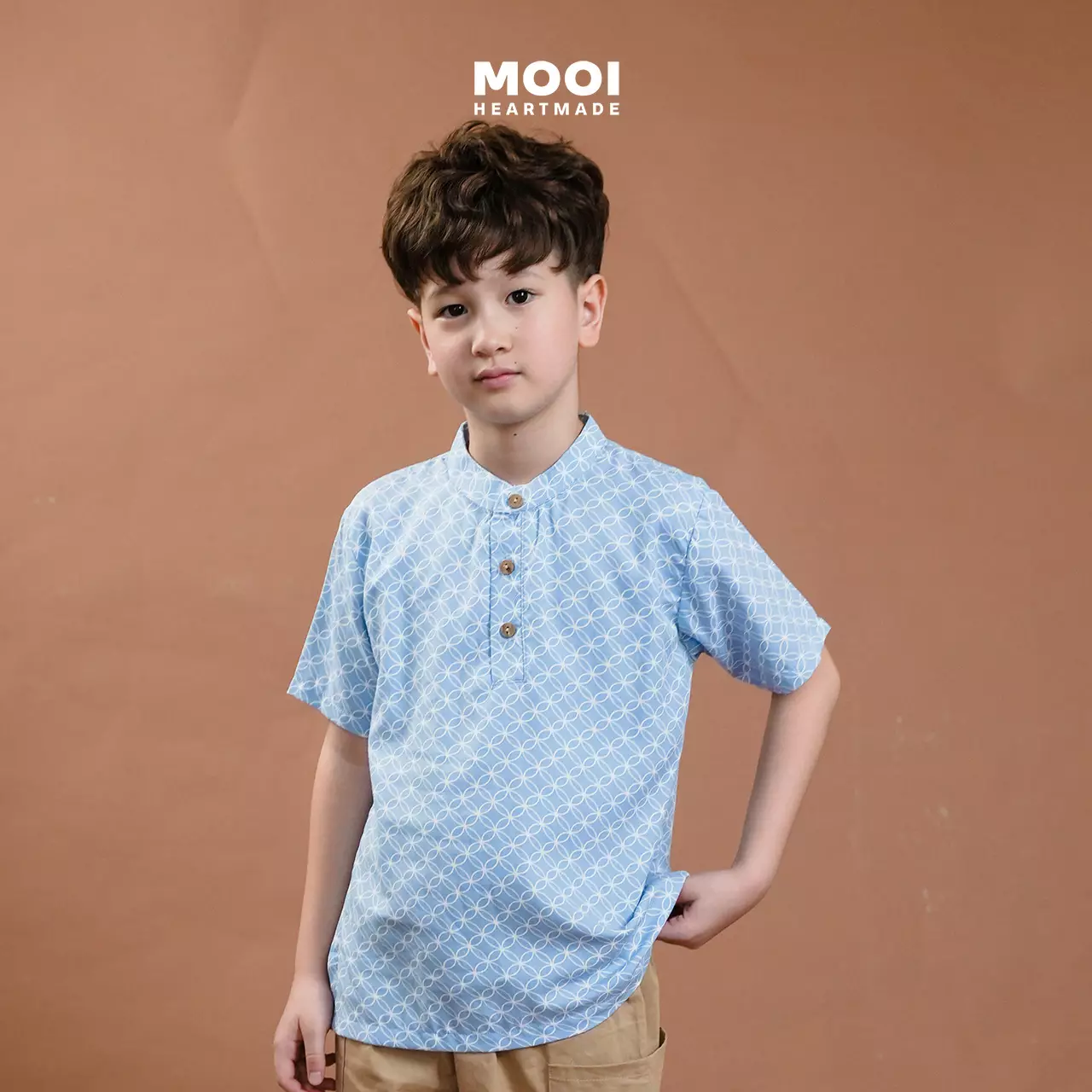 Mooi Atasan Batik Kemeja Anak Laki-Laki Akandra Batik Shirt - Winter Blue