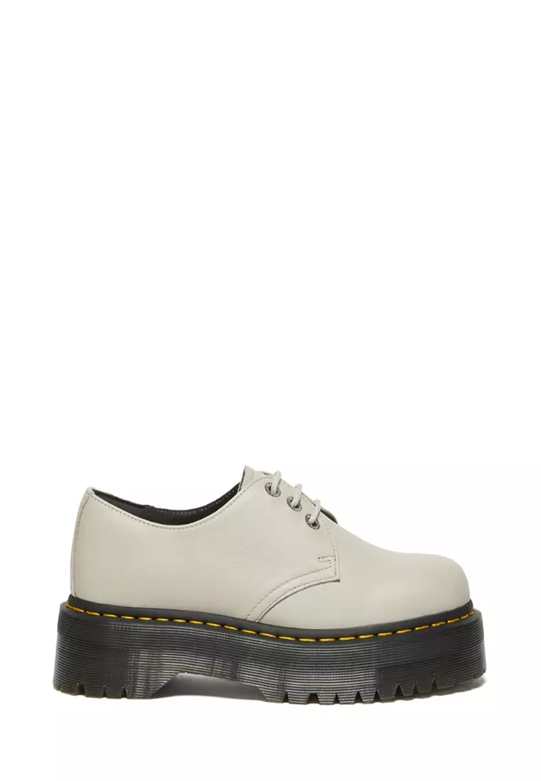 Discount on Dr. Martens  shoes - SKU: 1461 Quad II Pisa Leather Platform Oxford Shoes Beige - Women