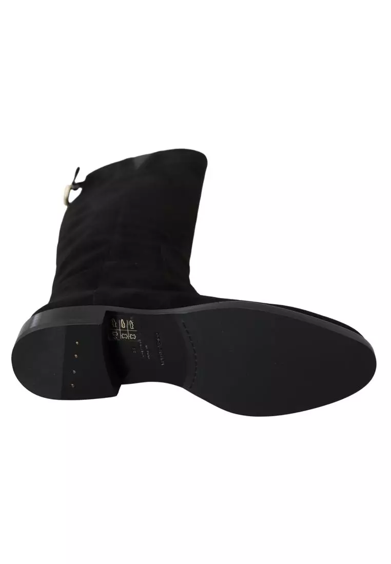 Knee high clearance suede flat boots