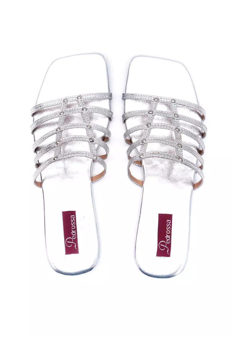 Madeline Flat Sandals in Silver