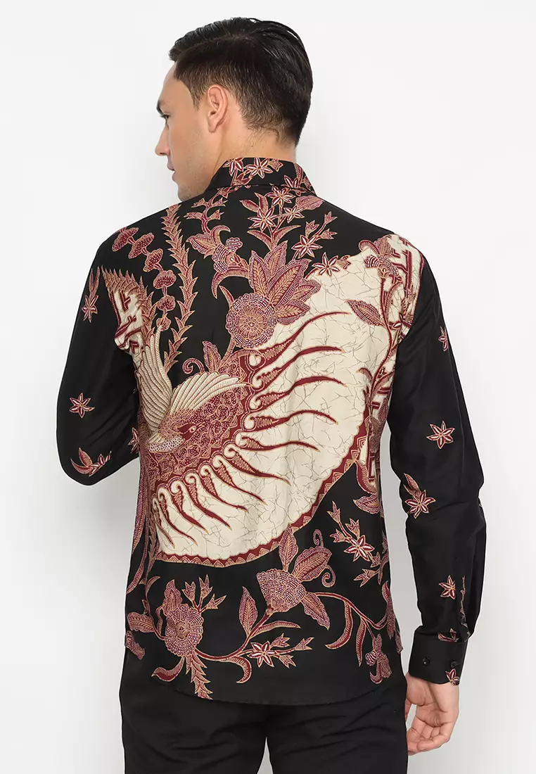 Kemeja Batik Slimfit Janggala - Black/Maroon