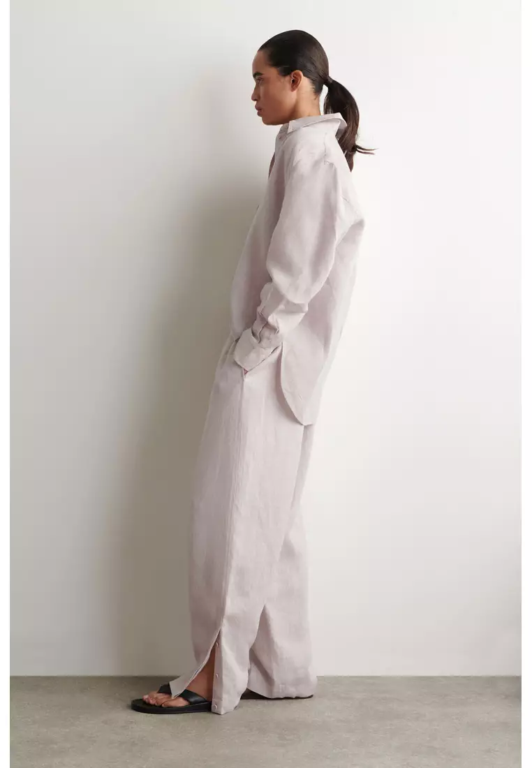 CURVED-HEM LINEN SHIRT
