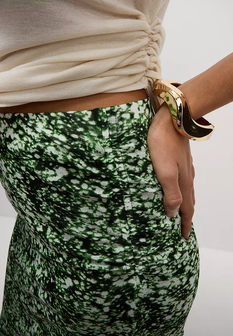 Jersey Printed Midi A-Line Skirt