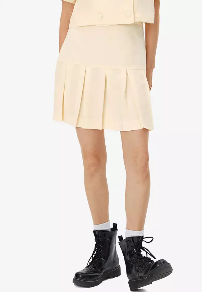 H&m yellow pleated clearance skirt