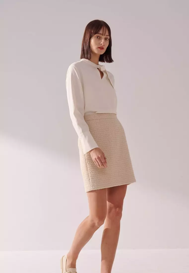 Cream White Tie Blouse