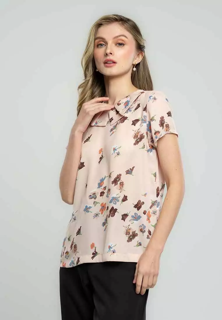 Blush Blossom Petal-Collar Blouse