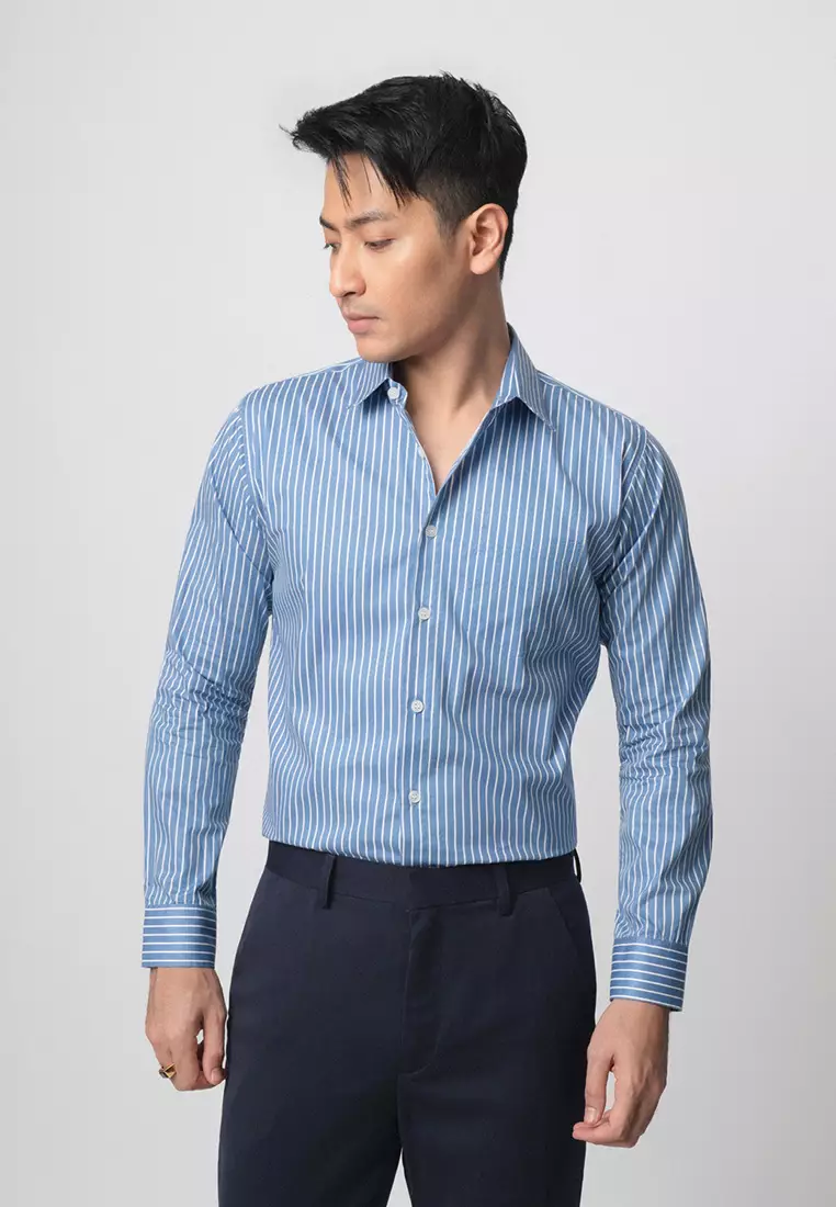 Hugo Stripe Shirt Blue Sky LS