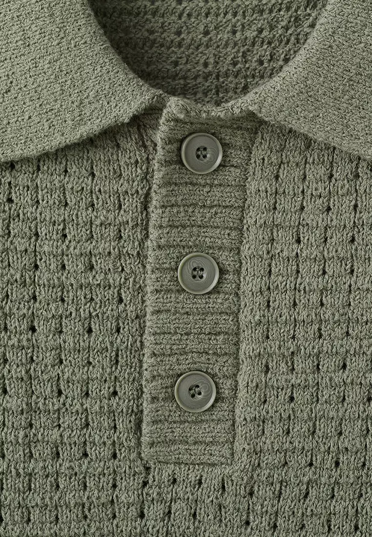 Waffle Knit Polo Shirt