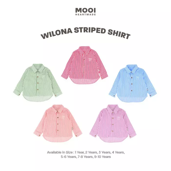 Mooi Kemeja Anak Perempuan Wilona Striped Shirt - Peach Pink
