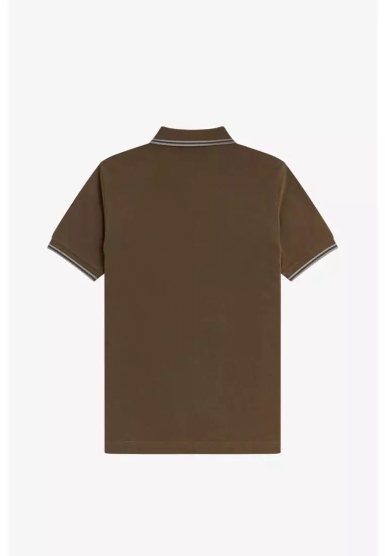 Fred Perry M3600 Twin Tipped Fred Perry Shirt (Burnt Tobacco / Stockport Blue / Stockport Blue)