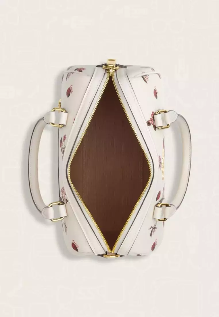 Coach Rowan Satchel Bag With Ladybug Floral Print Chalk Multi