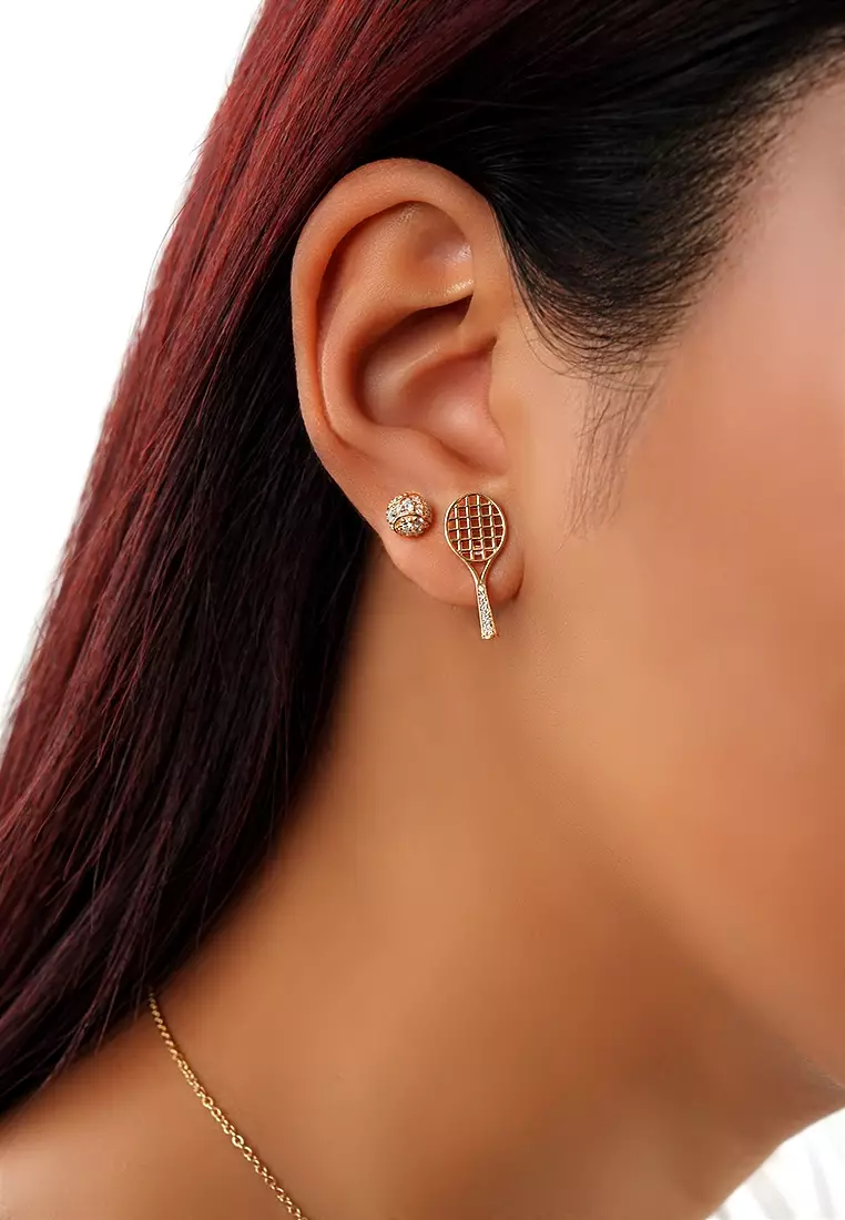 Racket & Ball Duo Stud Earrings in Vermeil Yellow Gold D/E-VVS/VS (0.37ct TDW)