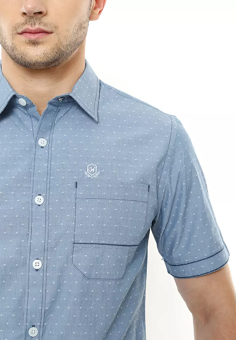 Johnwin - Kemeja Lengan Pendek - Biru - Polkadot - ASH.670.K880.693.C S/S