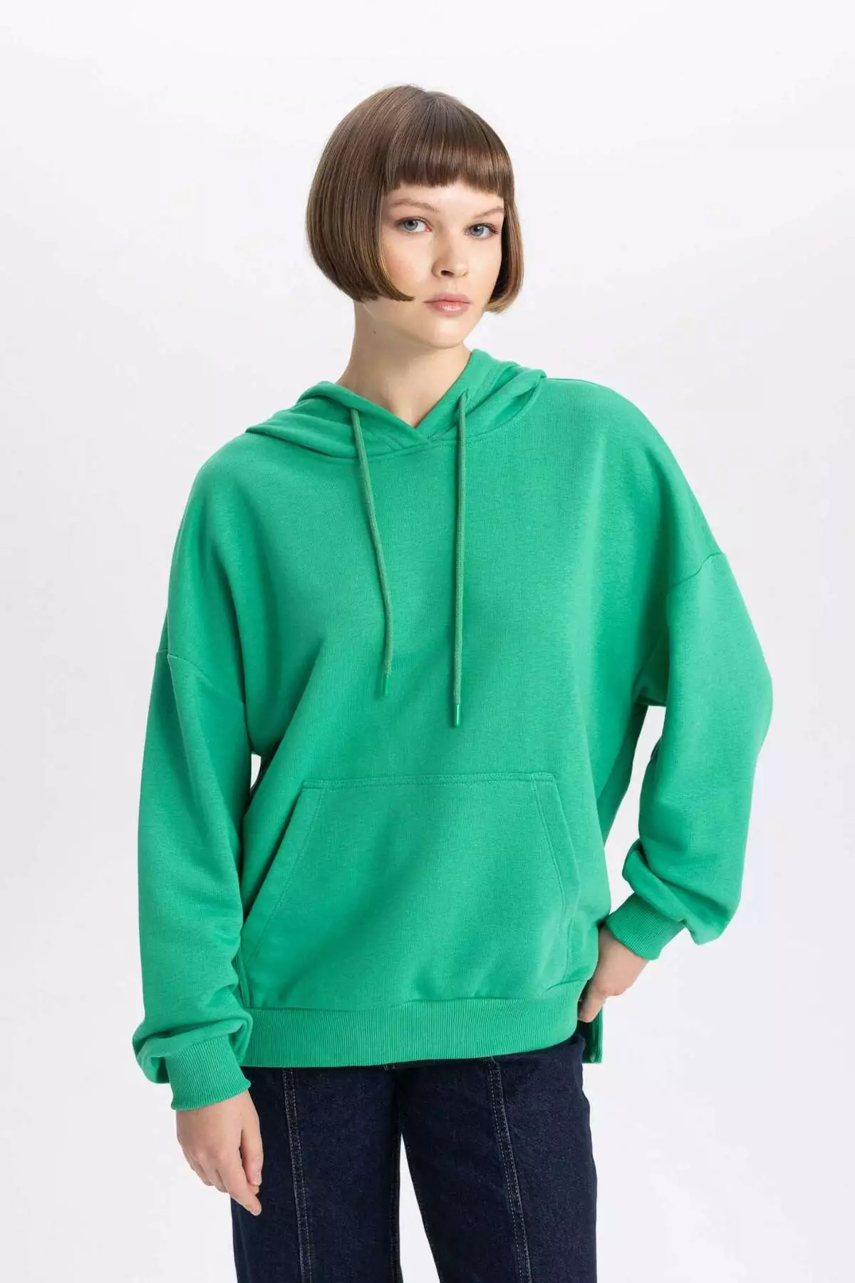 Oversize Wide Fit Polo Neck Sweatshirt B7834Axns
