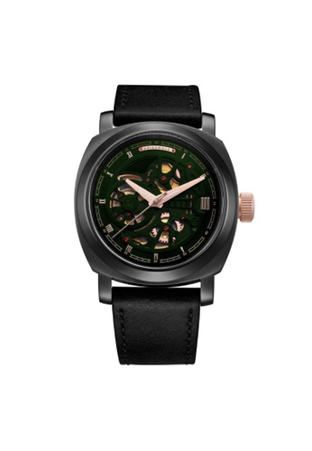 Aries Gold 黑色 Aries Gold Vanguard G 9025 BKRG-GNRG Green and Black Leather Watch 2D220AC0CF8CF1GS_1