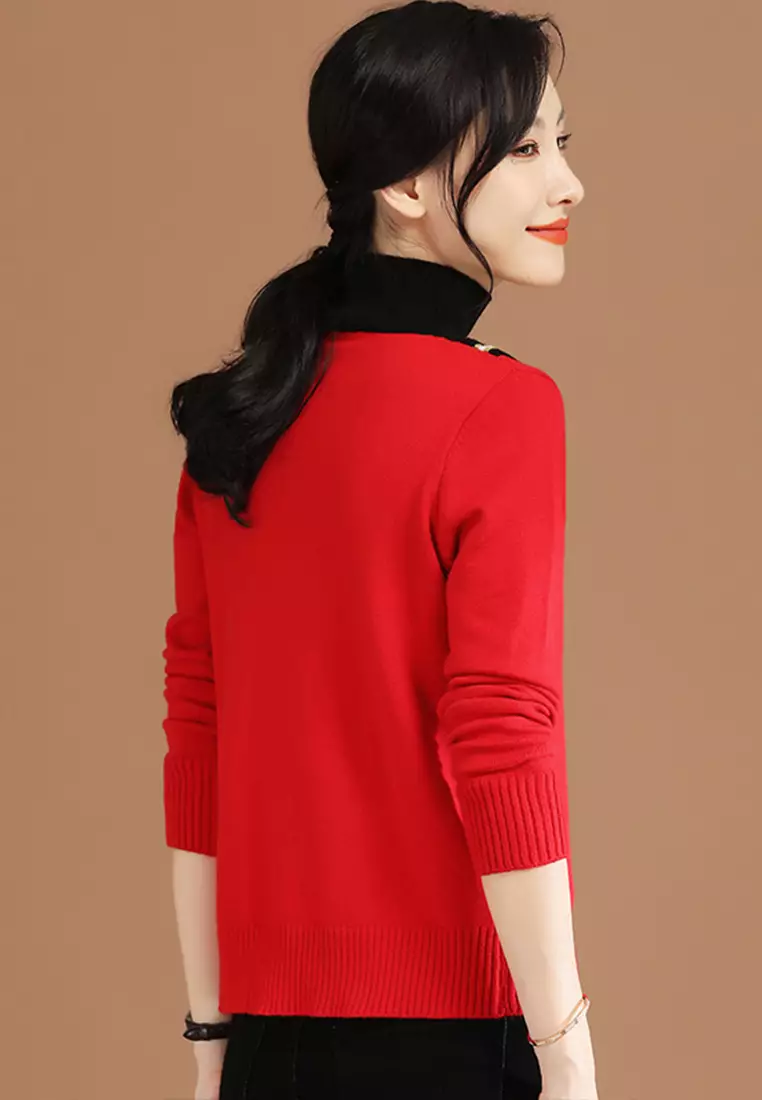 Black and outlet red turtleneck