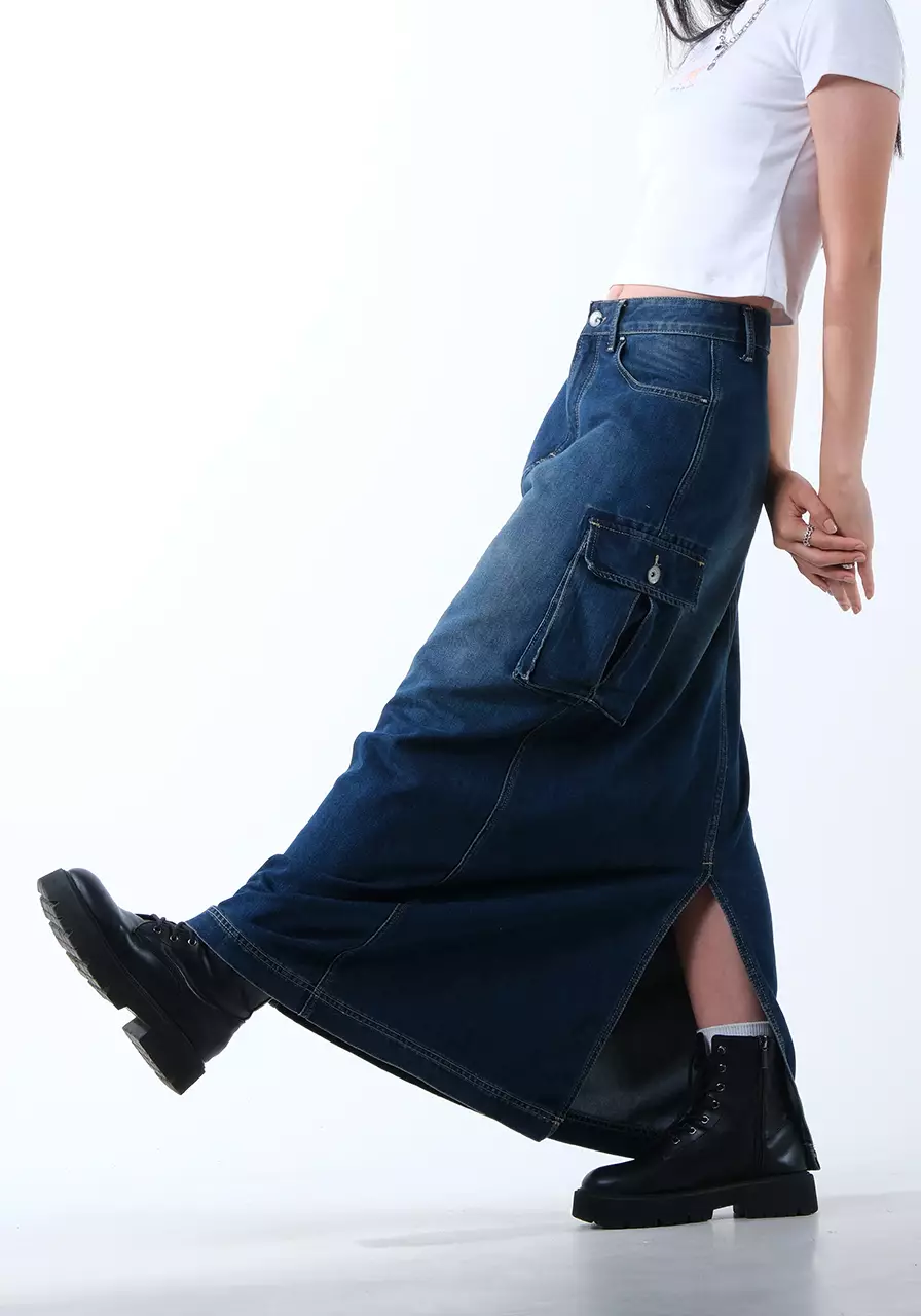 Rok Cargo Wanita Arlet Medium Blue