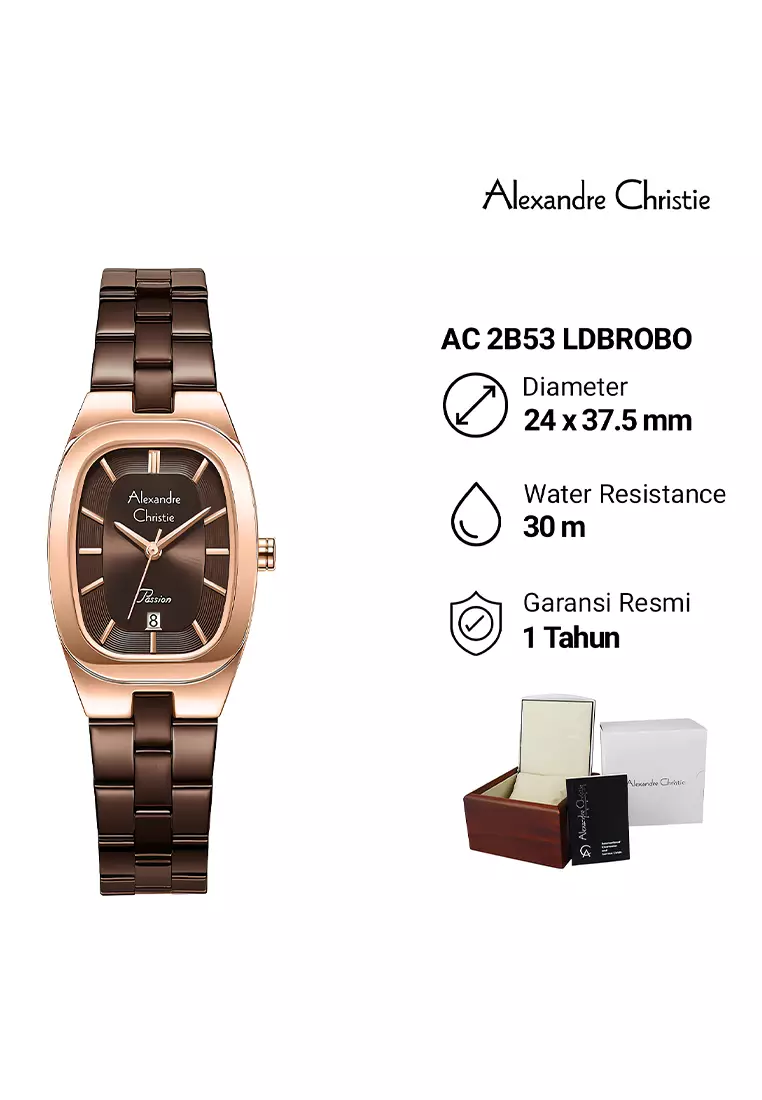 Alexandre Christie Passion - Jam Tangan Analog Wanita - Rosegold Case Brown Dial Stainless Steel - 2B53LDBROBO