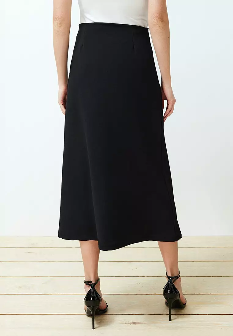 Asymmetrical Buttoned Midi Skirt