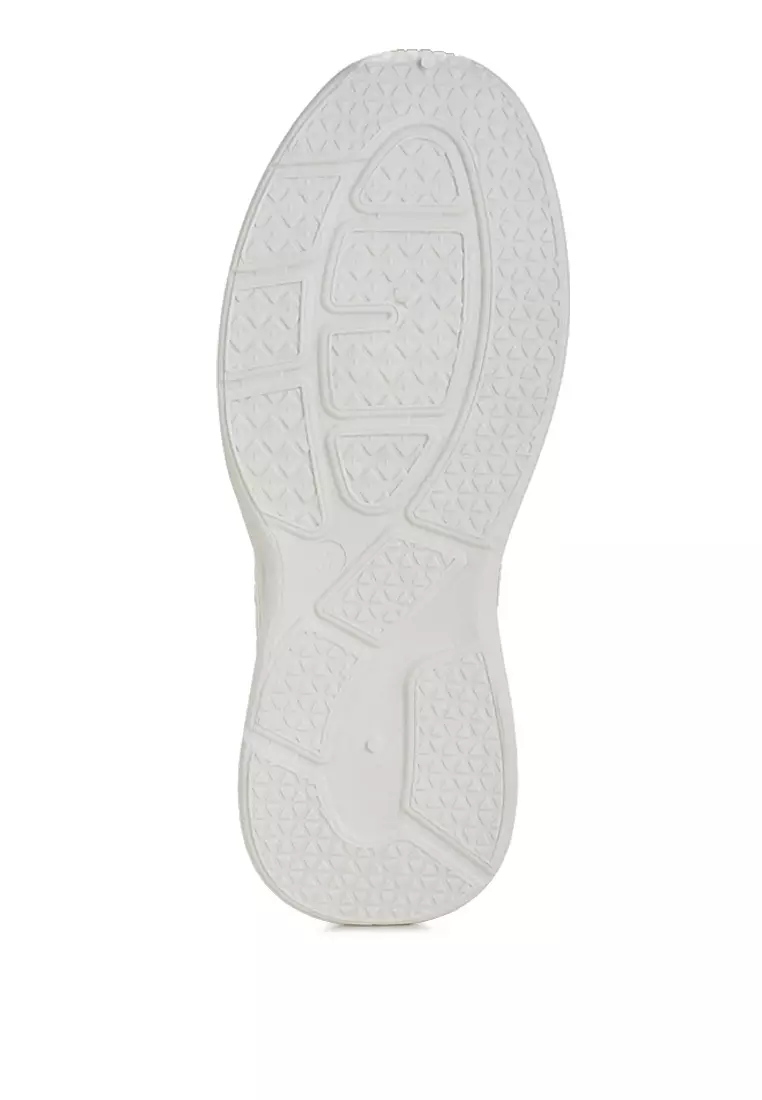 Contrasting Detail Lace-Up Sneakers in Beige