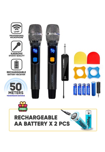 Sonicgear black SonicGear WM 3300UL Dual UHF Wireless Microphone | Vocals Mic | Free Rechargeable Battery C3456ESB349761GS_1