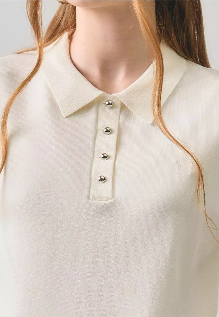 Flat Knit Polo With Shank Buttons​