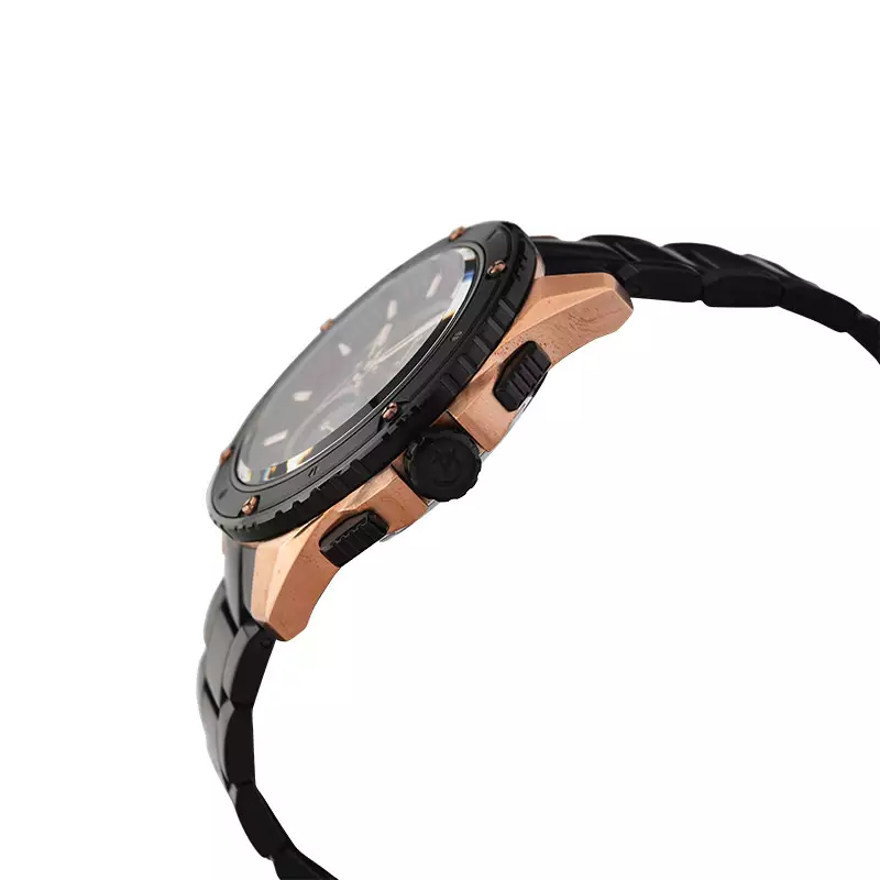 Jam Tangan Pria Alexandre Christie Chronograph AC 6653 MC BBRBA Men Black Dial Black Stainless Steel Strap