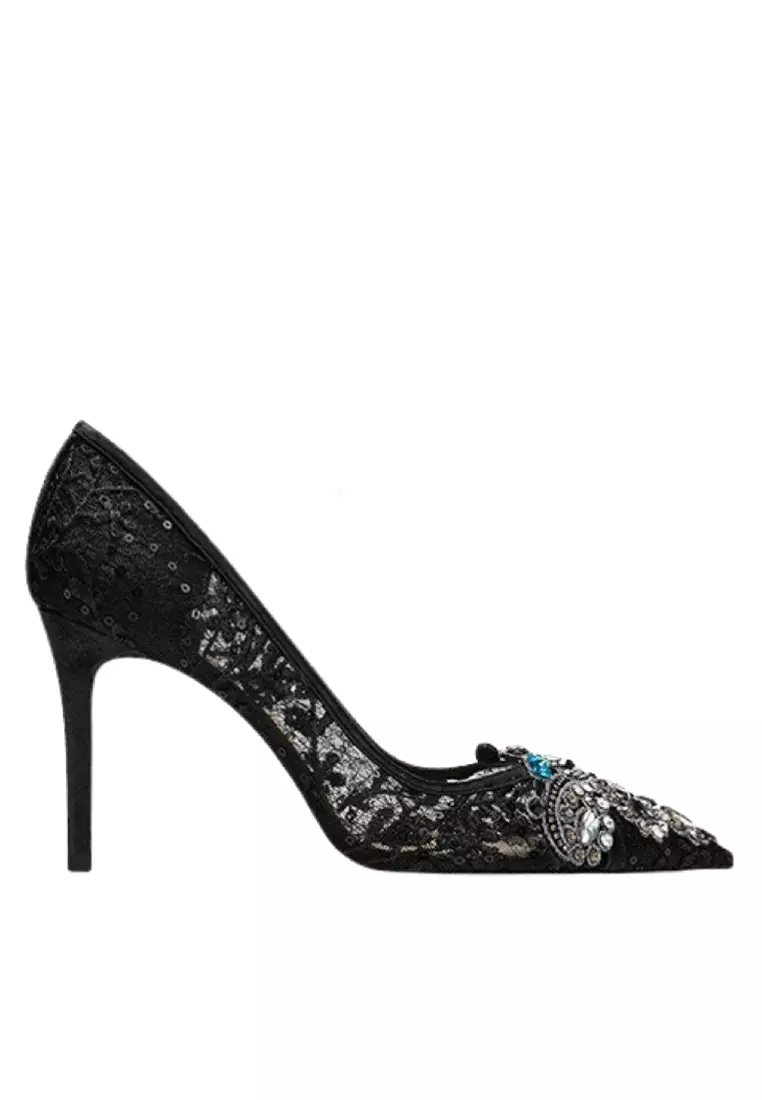 Discount on Twenty Eight Shoes  shoes - SKU: 8CM Rhinestone Buckle Pointed Lace Wedding Heels PX708-43-1