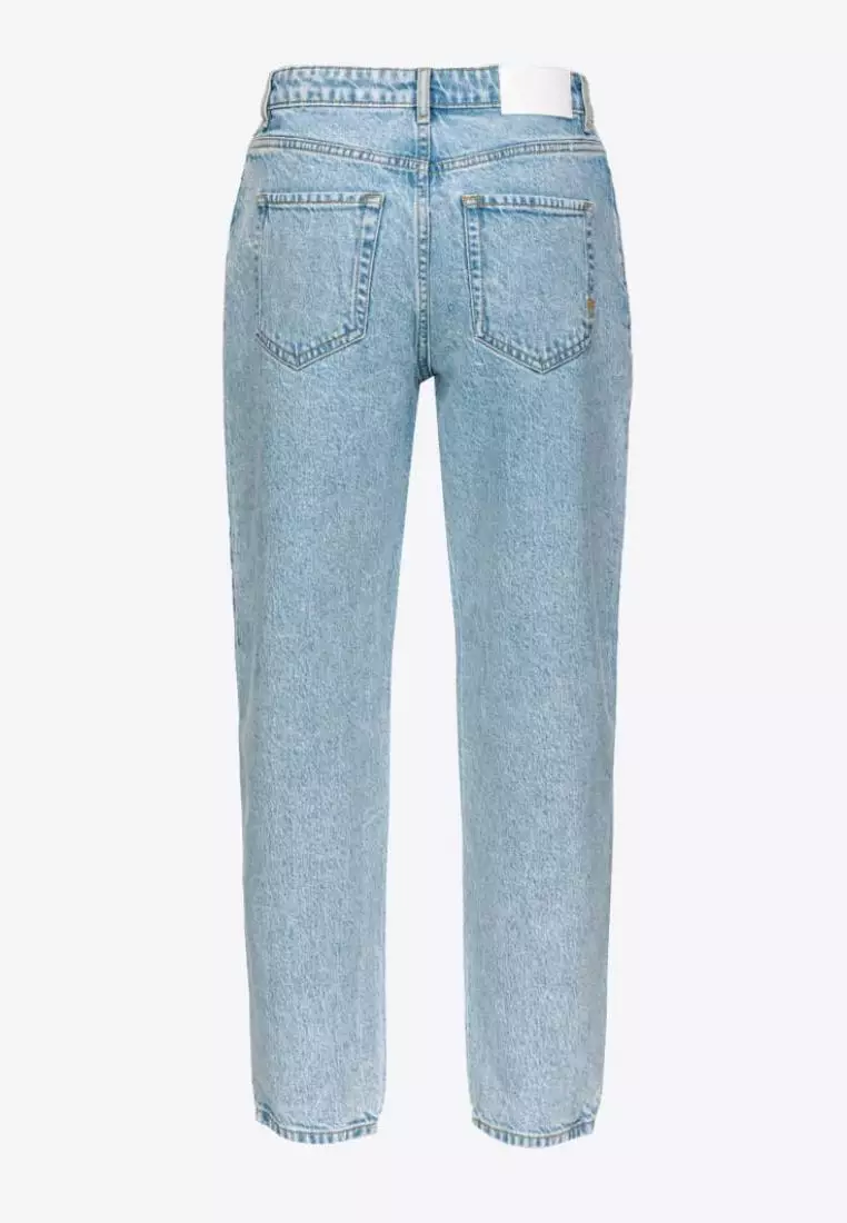 デニム・ジーパン PINKO Women Denim Pants 104635 A2F7 PJD BLUE Straight-leg jeans with mini rhinestone studs PINKO → Shop