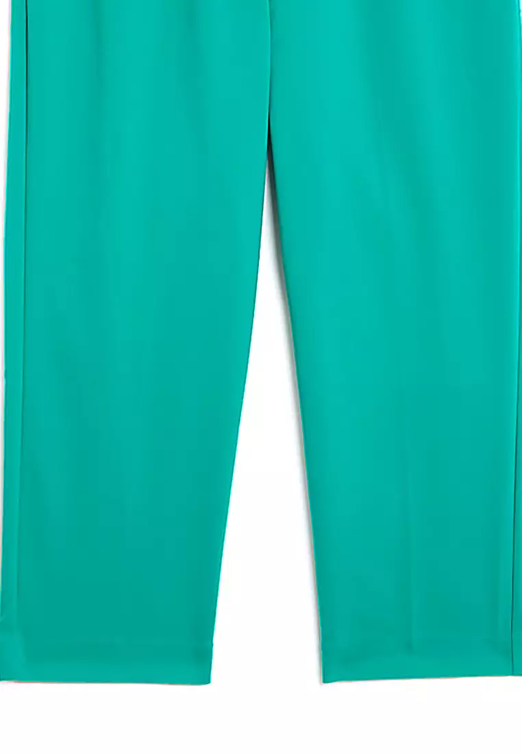 Cotton Blend Slim Fit Cropped Trousers