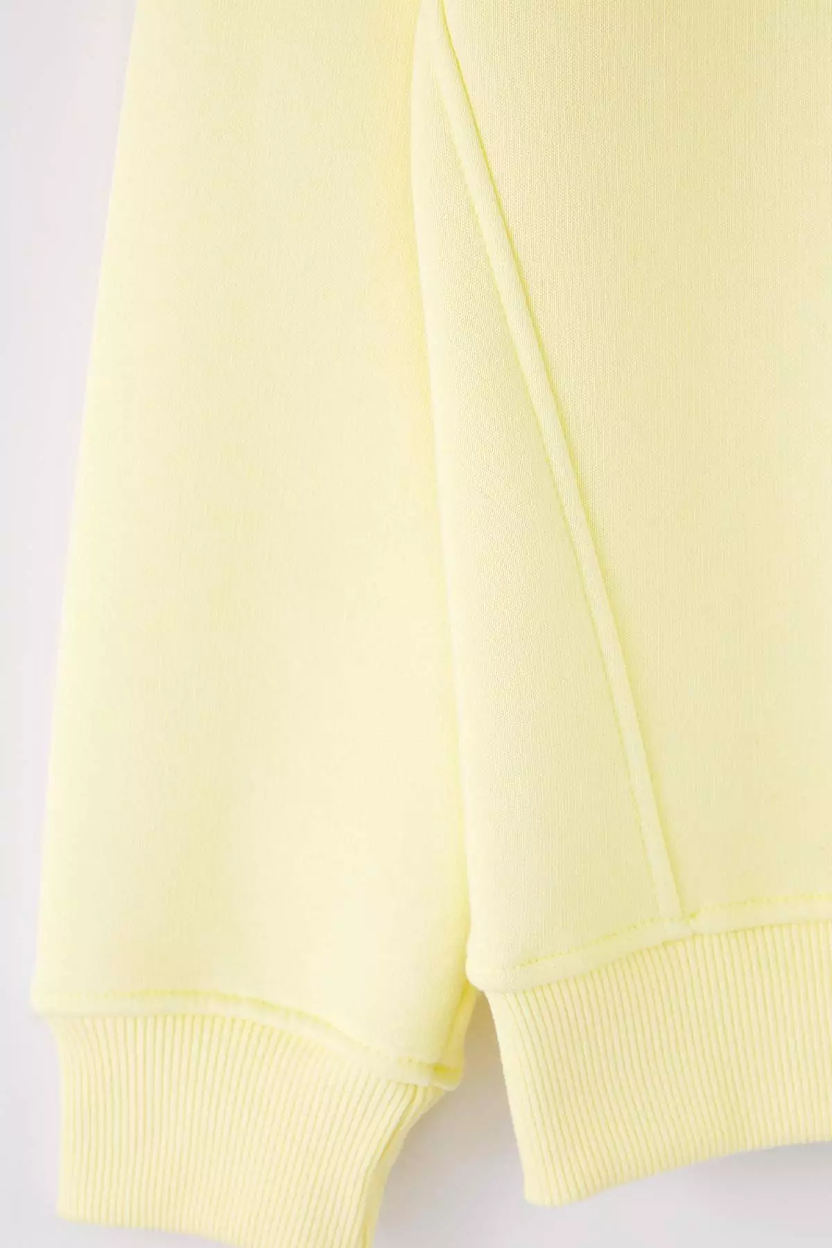 Yellow Regular Cut Stand Collar Zippered Cotton Basic Fleece Inside Sweatshirt Tmnaw24Sw00041