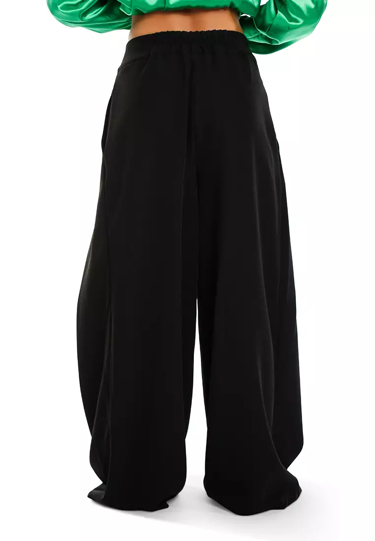 High Waist Wide Leg Trousers in Black
