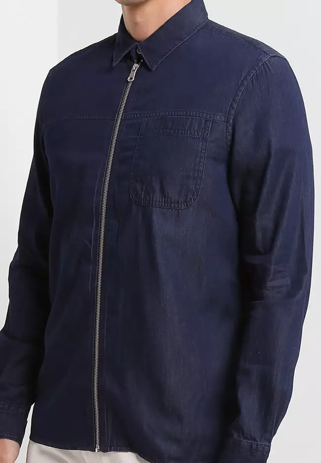 Denim Zip-Up Shirt