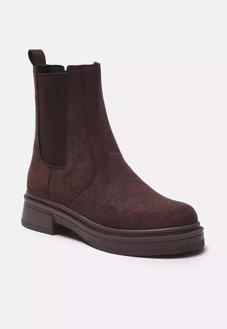 Suede Flat Sole Chelsea Boots
