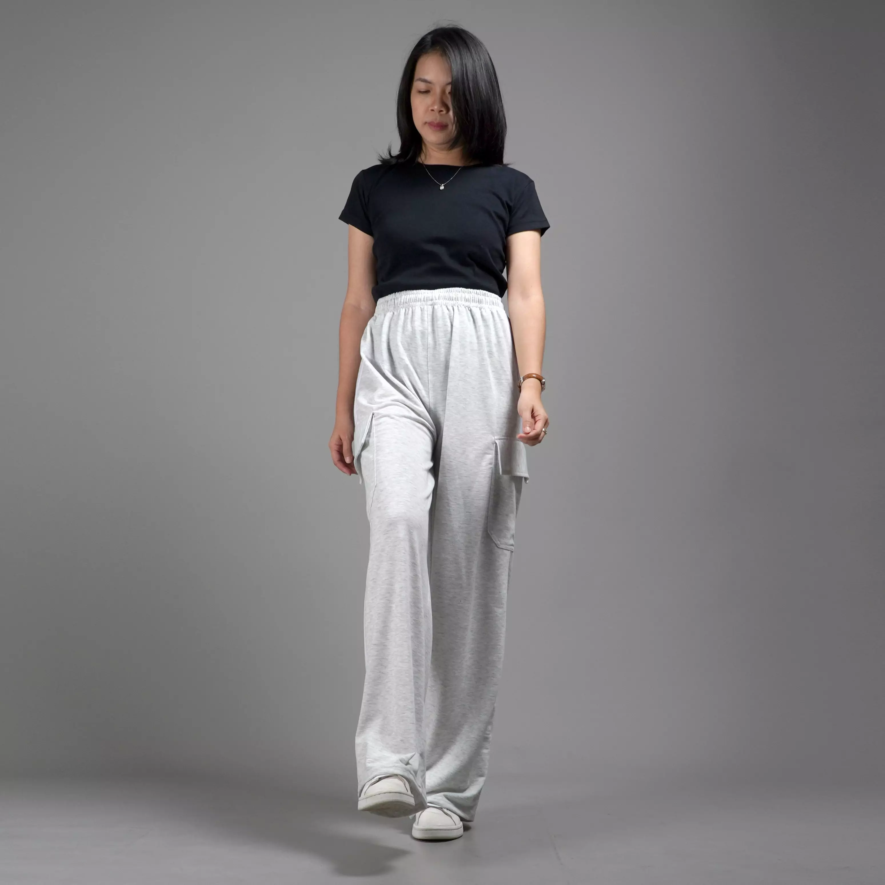  JOLIE Cargo Pants Wanita Celana Kargo Wanita Panjang - GREY
