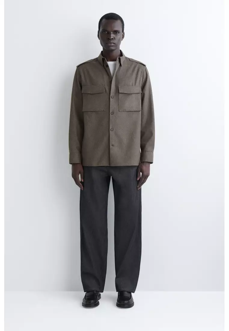 BUTTON-DOWN COLLAR WOOL SHIRT