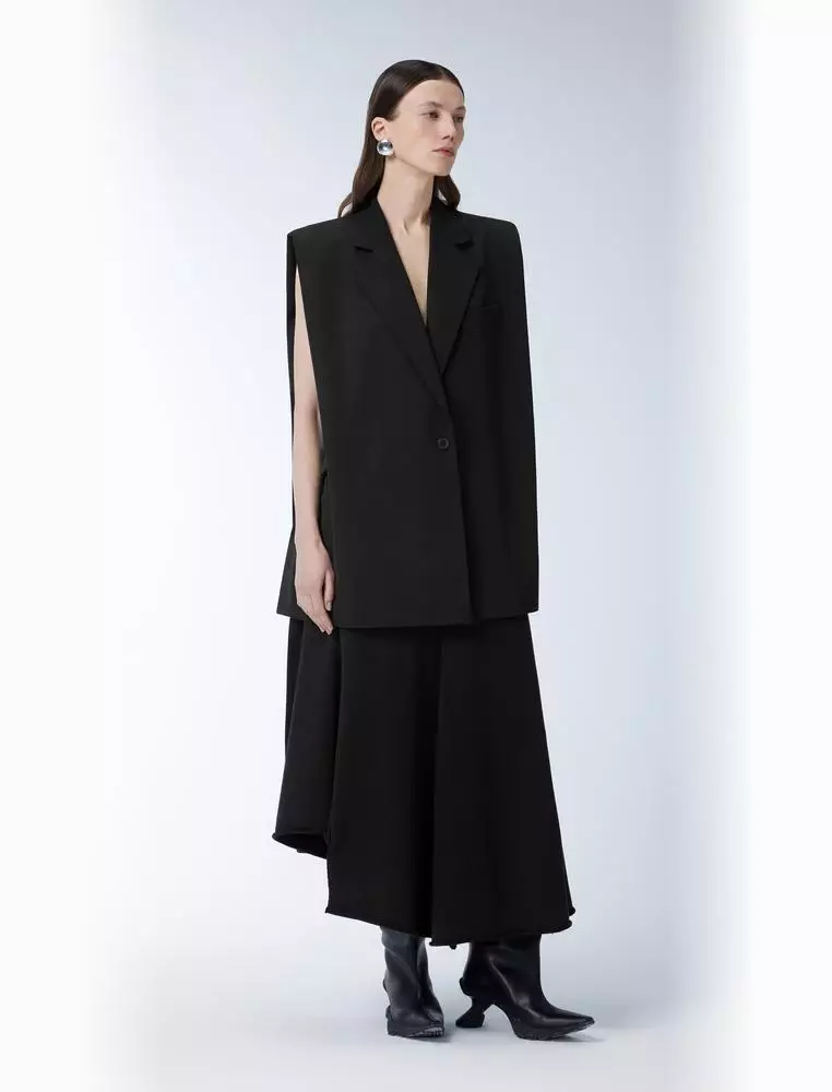 Solid color temperament mid-length vest