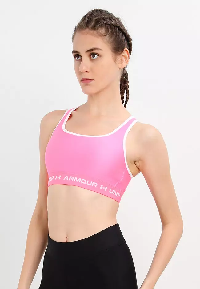 Under Armour sportstyle graphic logo light support bra in pink