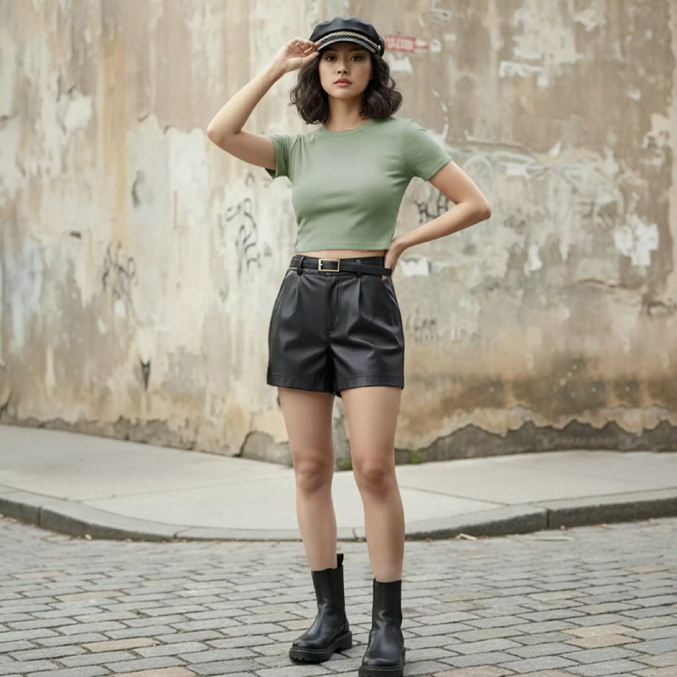 Kale LISA Green / Atasan Crop Wanita / Kaos Wanita / Baju Cewek