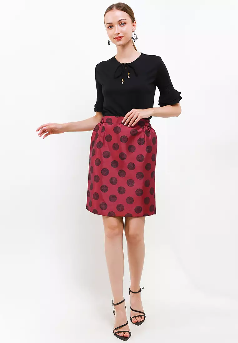 Chanira Tessa Midi Skirt-Red Black