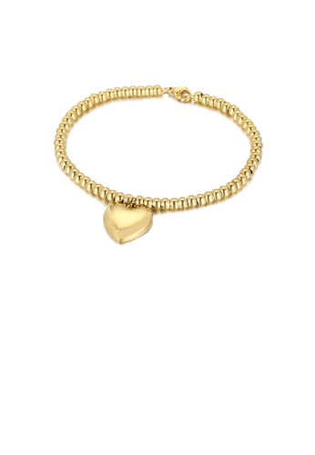 Glamorousky silver Simple Fashion Plated Gold 316L Stainless Steel Heart Beaded Bracelet 5E645ACE86838BGS_1