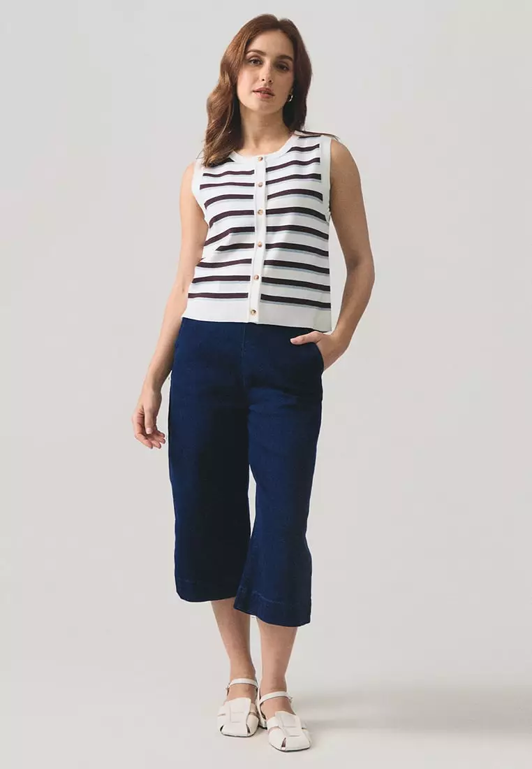 Striped Knit Vest Cardigan​
