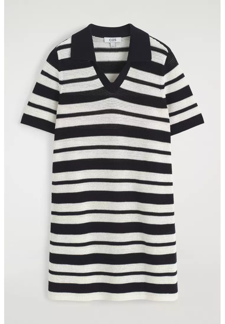 OPEN-KNIT POLO MINI DRESS