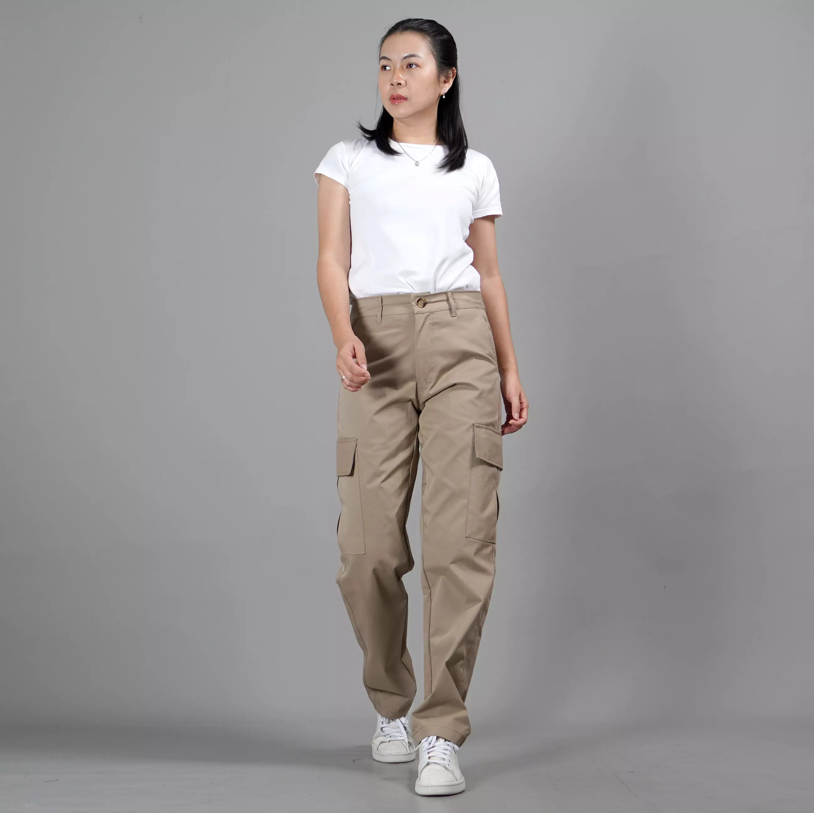 RAYSA Celana Panjang Wanita Celana Cargo Wanita Celana Wanita -  BEIGE