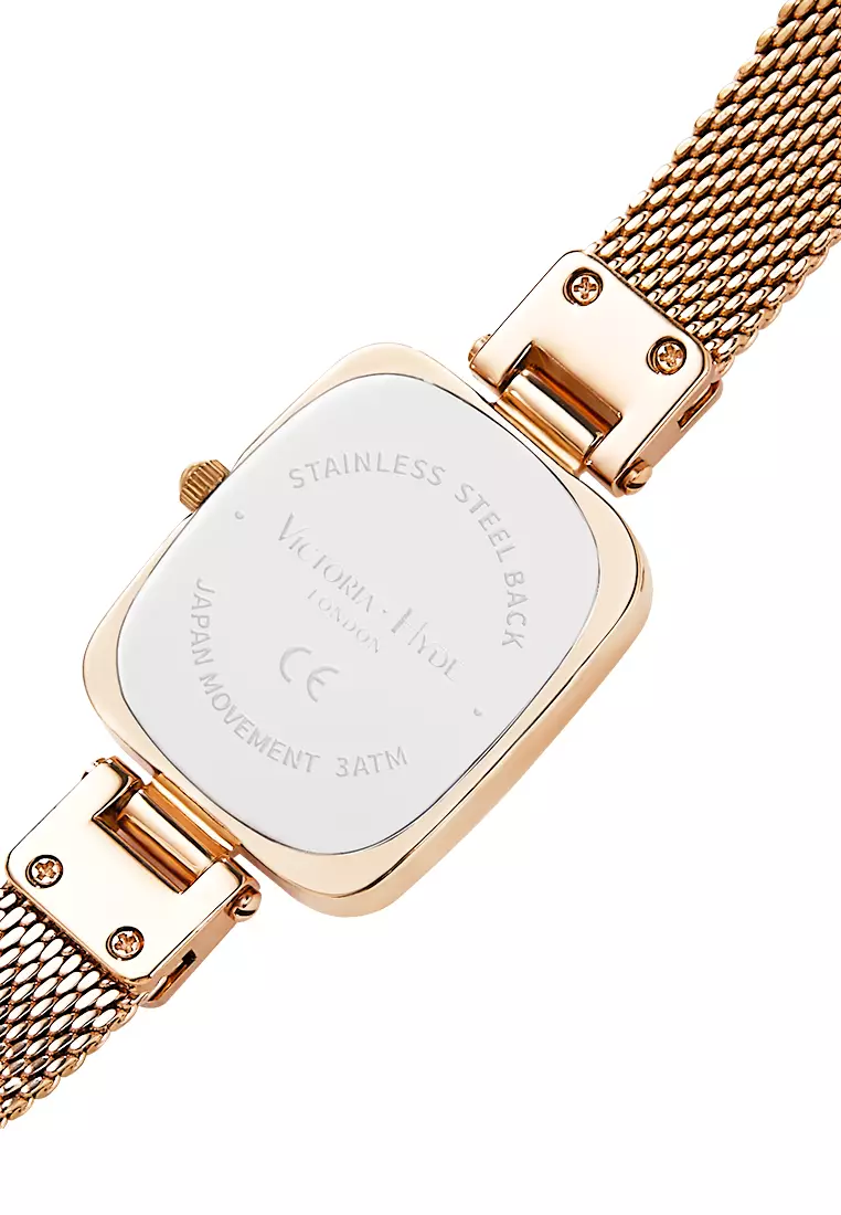Vivian 22×26mm女士手表 不鏽鋼表帶 長方形天然貝母表盤 優雅經典-玫瑰金