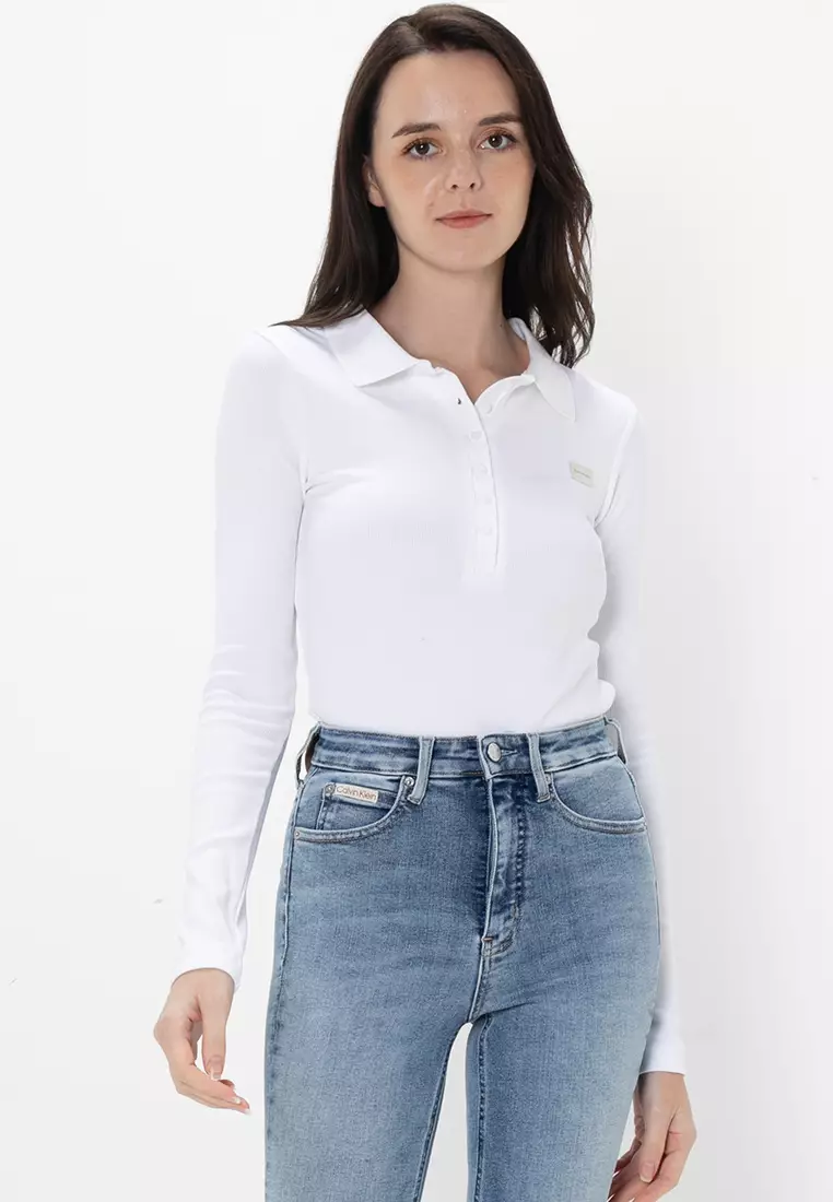 Long Sleeves Ribbed Polo Bodysuit Calvin Klein Jeans