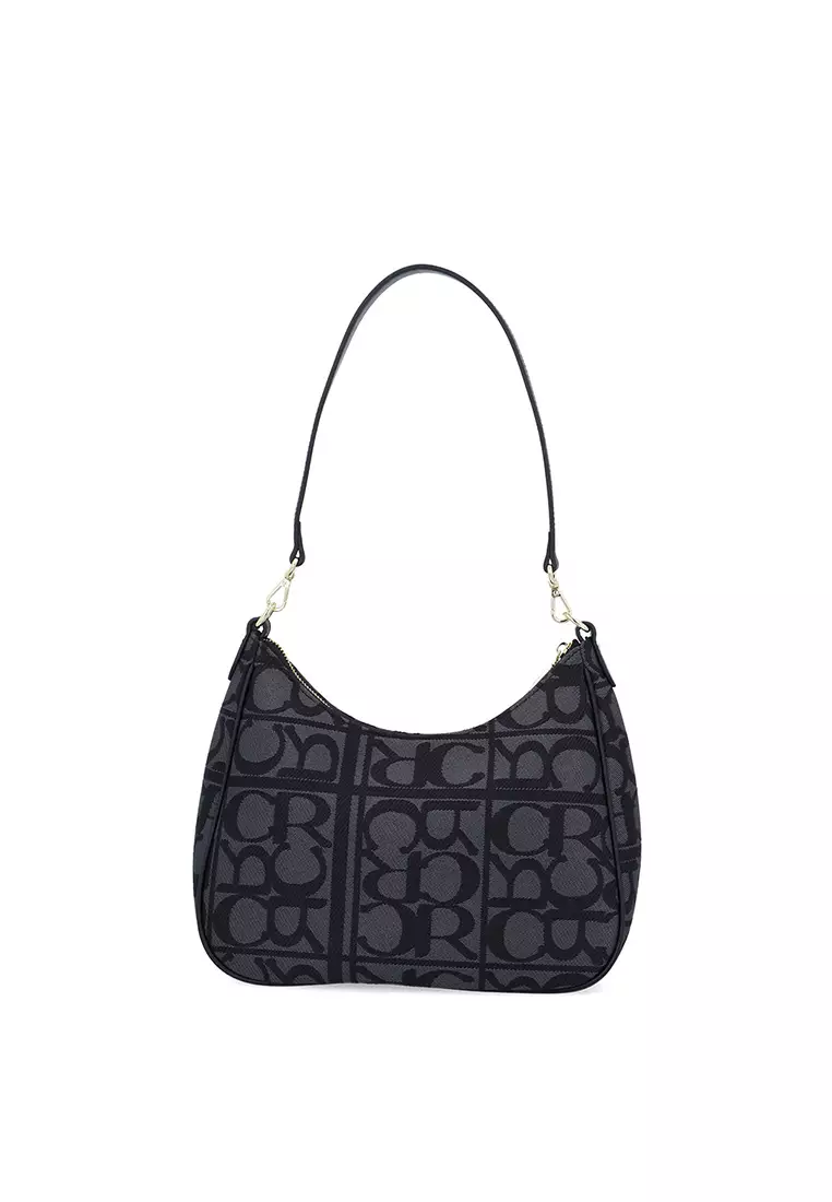 Carlo GEO Jacquard Shoulder Bag - Black