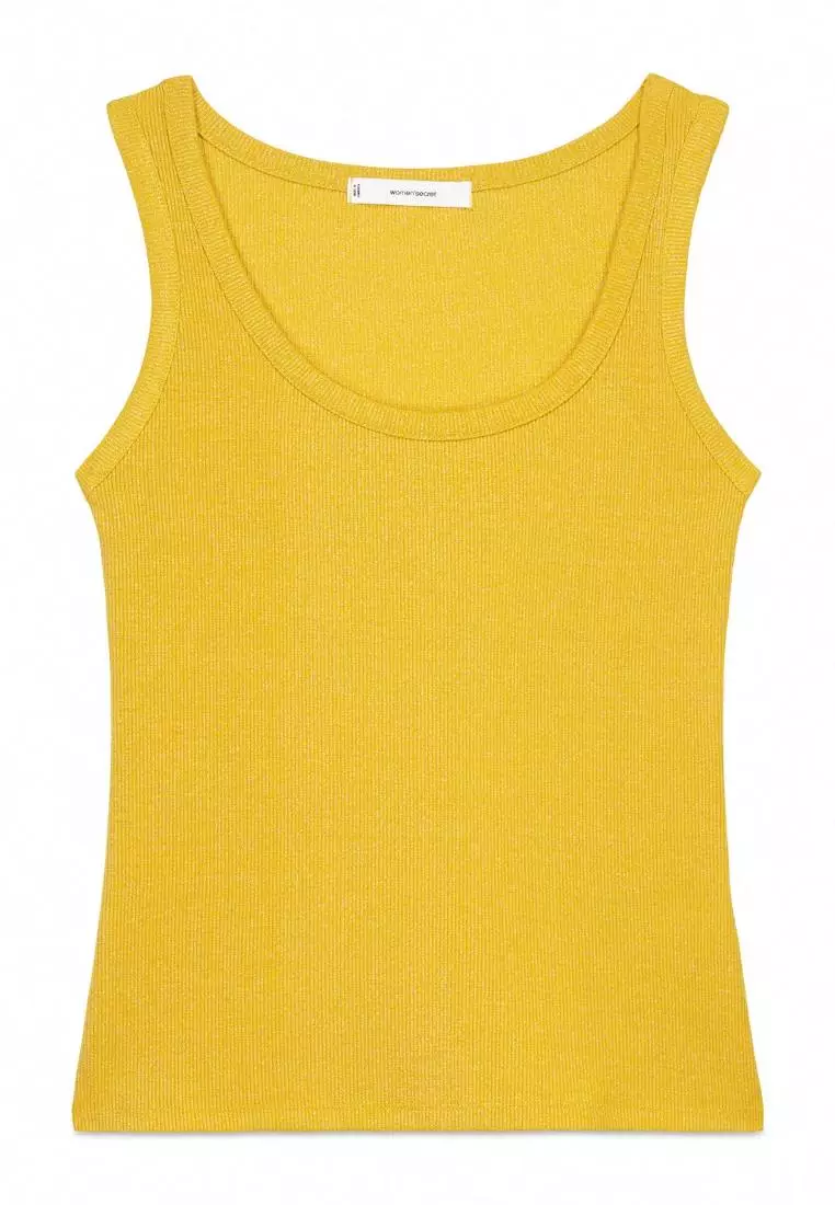 Gold Lurex Ribbed Vest Top