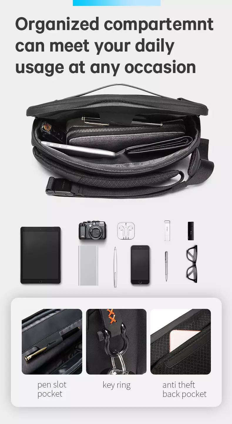 Bange BG77202 Tas Selempang Sling Bag Pria - BLACK